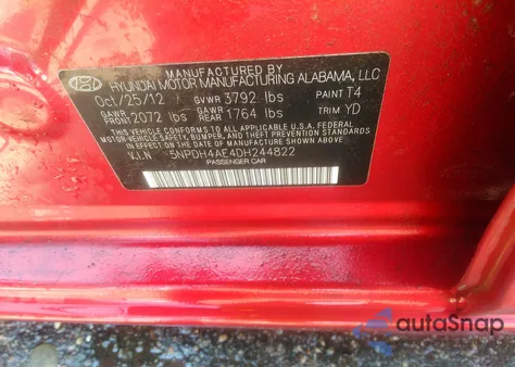2013 Hyundai Elantra Gls from USA, damaged, VIN 5NPDH4AE4DH244822